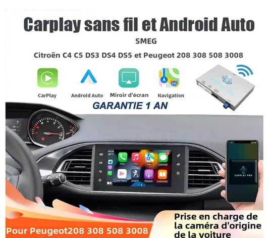 Boitier Sans fil CARPLAY AndroidAuto pour PEUGEOT 208, 308, 3008, ET 508